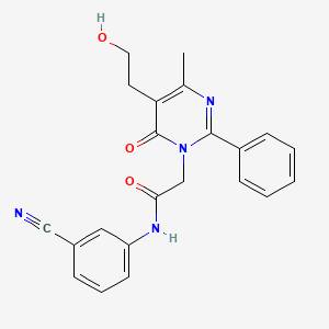 molecular formula C22H20N4O3 B11193842 N-(3-cyanophenyl)-2-[5-(2-hydroxyethyl)-4-methyl-6-oxo-2-phenylpyrimidin-1(6H)-yl]acetamide 