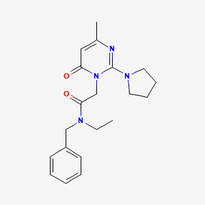 molecular formula C20H26N4O2 B11193860 N-benzyl-N-ethyl-2-(4-methyl-6-oxo-2-(pyrrolidin-1-yl)pyrimidin-1(6H)-yl)acetamide 