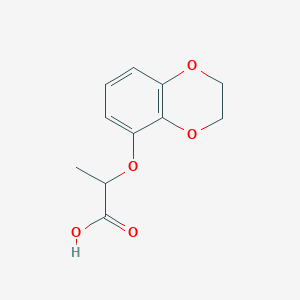 molecular formula C11H12O5 B11193999 Propanoic acid, 2-[(2,3-dihydro-1,4-benzodioxin-5-yl)oxy]- 