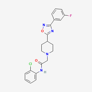 molecular formula C21H20ClFN4O2 B11194261 N-(2-chlorophenyl)-2-(4-(3-(3-fluorophenyl)-1,2,4-oxadiazol-5-yl)piperidin-1-yl)acetamide 