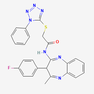 molecular formula C25H20FN7OS B11194275 N-[3-(4-fluorophenyl)-4-methyl-3H-1,5-benzodiazepin-2-yl]-2-[(1-phenyl-1H-tetrazol-5-yl)sulfanyl]acetamide 