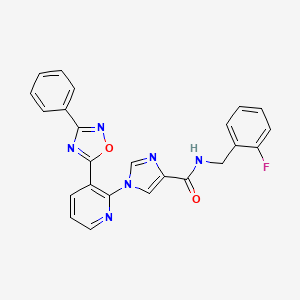 molecular formula C24H17FN6O2 B11194459 N-(2-fluorobenzyl)-1-[3-(3-phenyl-1,2,4-oxadiazol-5-yl)pyridin-2-yl]-1H-imidazole-4-carboxamide 