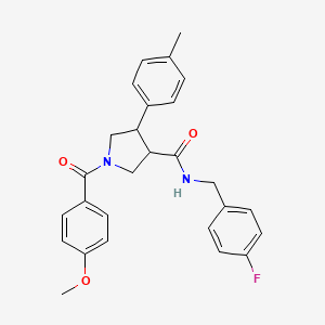 molecular formula C27H27FN2O3 B11194508 N-[(4-fluorophenyl)methyl]-1-(4-methoxybenzoyl)-4-(4-methylphenyl)pyrrolidine-3-carboxamide 