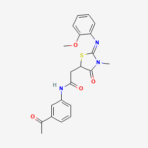 molecular formula C21H21N3O4S B11194569 N-(3-Acetylphenyl)-2-[(2Z)-2-[(2-methoxyphenyl)imino]-3-methyl-4-oxo-1,3-thiazolidin-5-YL]acetamide 