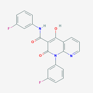 molecular formula C21H13F2N3O3 B11194573 N,1-bis(3-fluorophenyl)-4-hydroxy-2-oxo-1,2-dihydro-1,8-naphthyridine-3-carboxamide 