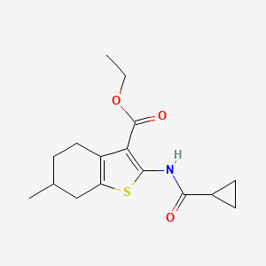molecular formula C16H21NO3S B11194578 Ethyl 2-[(cyclopropylcarbonyl)amino]-6-methyl-4,5,6,7-tetrahydro-1-benzothiophene-3-carboxylate 