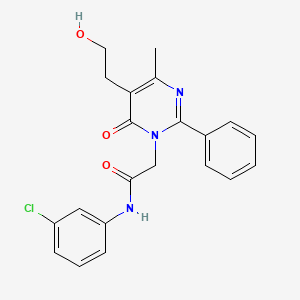 molecular formula C21H20ClN3O3 B11194637 N-(3-chlorophenyl)-2-[5-(2-hydroxyethyl)-4-methyl-6-oxo-2-phenylpyrimidin-1(6H)-yl]acetamide 