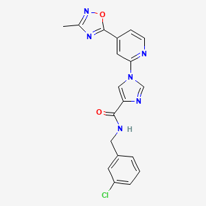 molecular formula C19H15ClN6O2 B11195040 N-(3-chlorobenzyl)-1-[4-(3-methyl-1,2,4-oxadiazol-5-yl)pyridin-2-yl]-1H-imidazole-4-carboxamide 