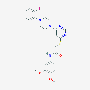 molecular formula C24H26FN5O3S B11195157 N-(3,4-Dimethoxyphenyl)-2-({6-[4-(2-fluorophenyl)piperazin-1-YL]pyrimidin-4-YL}sulfanyl)acetamide 