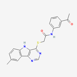 molecular formula C21H18N4O2S B11195166 N-(3-Acetylphenyl)-2-({8-methyl-5H-pyrimido[5,4-B]indol-4-YL}sulfanyl)acetamide 