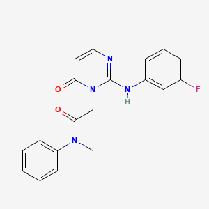 molecular formula C21H21FN4O2 B11195274 N-ethyl-2-{2-[(3-fluorophenyl)amino]-4-methyl-6-oxopyrimidin-1(6H)-yl}-N-phenylacetamide 