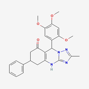 molecular formula C25H26N4O4 B11195381 2-methyl-6-phenyl-9-(2,4,5-trimethoxyphenyl)-5,6,7,9-tetrahydro[1,2,4]triazolo[5,1-b]quinazolin-8(4H)-one 