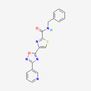 molecular formula C18H13N5O2S B11195526 N-benzyl-4-[3-(pyridin-3-yl)-1,2,4-oxadiazol-5-yl]-1,3-thiazole-2-carboxamide 