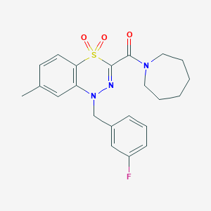 molecular formula C22H24FN3O3S B11195540 azepan-1-yl(1-(3-fluorobenzyl)-7-methyl-4,4-dioxido-1H-benzo[e][1,3,4]thiadiazin-3-yl)methanone 