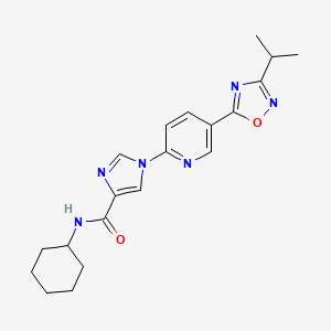 molecular formula C20H24N6O2 B11195555 N-cyclohexyl-1-{5-[3-(propan-2-yl)-1,2,4-oxadiazol-5-yl]pyridin-2-yl}-1H-imidazole-4-carboxamide 