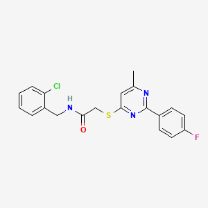 molecular formula C20H17ClFN3OS B11195646 N-(2-chlorobenzyl)-2-{[2-(4-fluorophenyl)-6-methylpyrimidin-4-yl]sulfanyl}acetamide 