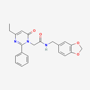 molecular formula C22H21N3O4 B11195835 N-(1,3-benzodioxol-5-ylmethyl)-2-(4-ethyl-6-oxo-2-phenylpyrimidin-1(6H)-yl)acetamide 