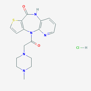 molecular formula C17H20ClN5O2S B011196 1OH-Pyrido(3,2-d)thieno(3,2-e)(1,4)-diazepin-10-one, 4,9-dihydro-4-((4-methyl-1-piperazinyl)acetyl)-, monohydrochloride CAS No. 107831-45-8