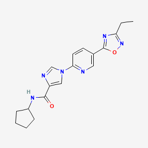 molecular formula C18H20N6O2 B11196009 N-cyclopentyl-1-[5-(3-ethyl-1,2,4-oxadiazol-5-yl)pyridin-2-yl]-1H-imidazole-4-carboxamide 