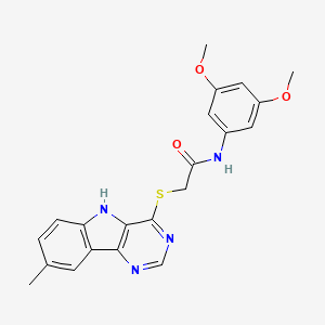 molecular formula C21H20N4O3S B11196040 N-(3,5-Dimethoxyphenyl)-2-({8-methyl-5H-pyrimido[5,4-B]indol-4-YL}sulfanyl)acetamide 