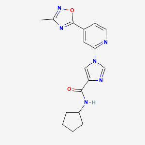 molecular formula C17H18N6O2 B11196266 N-cyclopentyl-1-[4-(3-methyl-1,2,4-oxadiazol-5-yl)pyridin-2-yl]-1H-imidazole-4-carboxamide 