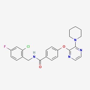 molecular formula C23H22ClFN4O2 B11196330 N-(2-chloro-4-fluorobenzyl)-4-{[3-(piperidin-1-yl)pyrazin-2-yl]oxy}benzamide 