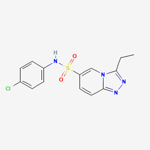 molecular formula C14H13ClN4O2S B11196459 N-(4-chlorophenyl)-3-ethyl[1,2,4]triazolo[4,3-a]pyridine-6-sulfonamide 