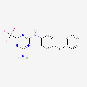 molecular formula C16H12F3N5O B11196541 N-(4-phenoxyphenyl)-6-(trifluoromethyl)-1,3,5-triazine-2,4-diamine 