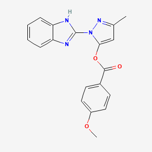 molecular formula C19H16N4O3 B11196592 1-(1H-benzimidazol-2-yl)-3-methyl-1H-pyrazol-5-yl 4-methoxybenzoate 