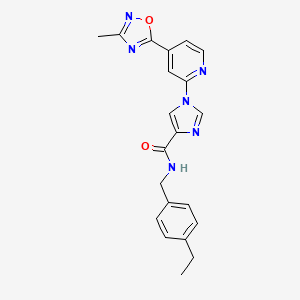 molecular formula C21H20N6O2 B11196882 N-(4-ethylbenzyl)-1-[4-(3-methyl-1,2,4-oxadiazol-5-yl)pyridin-2-yl]-1H-imidazole-4-carboxamide 