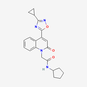 molecular formula C21H22N4O3 B11196918 N-cyclopentyl-2-[4-(3-cyclopropyl-1,2,4-oxadiazol-5-yl)-2-oxoquinolin-1(2H)-yl]acetamide 