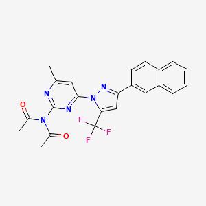 molecular formula C23H18F3N5O2 B11196960 N-acetyl-N-{4-methyl-6-[3-(naphthalen-2-yl)-5-(trifluoromethyl)-1H-pyrazol-1-yl]pyrimidin-2-yl}acetamide 