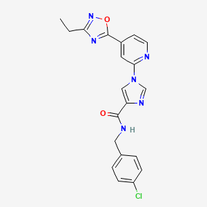 molecular formula C20H17ClN6O2 B11197055 N-(4-chlorobenzyl)-1-[4-(3-ethyl-1,2,4-oxadiazol-5-yl)pyridin-2-yl]-1H-imidazole-4-carboxamide 