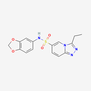 molecular formula C15H14N4O4S B11197247 N-(1,3-benzodioxol-5-yl)-3-ethyl[1,2,4]triazolo[4,3-a]pyridine-6-sulfonamide 