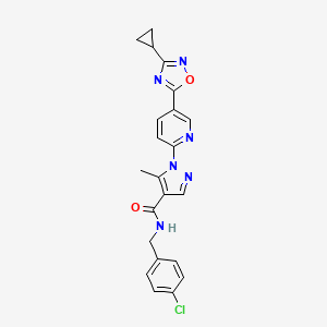 molecular formula C22H19ClN6O2 B11197254 N-(4-chlorobenzyl)-1-[5-(3-cyclopropyl-1,2,4-oxadiazol-5-yl)pyridin-2-yl]-5-methyl-1H-pyrazole-4-carboxamide 