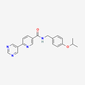 molecular formula C20H20N4O2 B11197295 N-{[4-(Propan-2-yloxy)phenyl]methyl}-6-(pyrimidin-5-YL)pyridine-3-carboxamide 