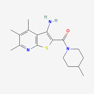 molecular formula C17H23N3OS B11197296 Thieno[2,3-b]pyridin-3-amine, 4,5,6-trimethyl-2-[(4-methyl-1-piperidinyl)carbonyl]- 