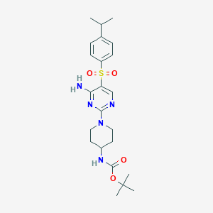 molecular formula C23H33N5O4S B11197310 Tert-butyl [1-(4-amino-5-{[4-(propan-2-yl)phenyl]sulfonyl}pyrimidin-2-yl)piperidin-4-yl]carbamate 