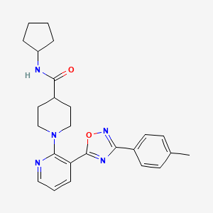 molecular formula C25H29N5O2 B11197333 N-cyclopentyl-1-{3-[3-(4-methylphenyl)-1,2,4-oxadiazol-5-yl]pyridin-2-yl}piperidine-4-carboxamide 