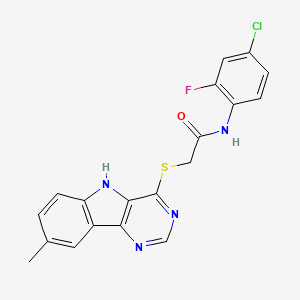 molecular formula C19H14ClFN4OS B11197372 N-(4-Chloro-2-fluorophenyl)-2-({8-methyl-5H-pyrimido[5,4-B]indol-4-YL}sulfanyl)acetamide 