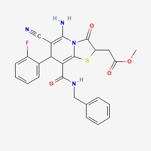 molecular formula C25H21FN4O4S B11197411 methyl [5-amino-8-(benzylcarbamoyl)-6-cyano-7-(2-fluorophenyl)-3-oxo-2,3-dihydro-7H-[1,3]thiazolo[3,2-a]pyridin-2-yl]acetate 