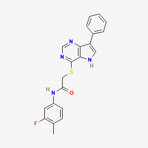molecular formula C21H17FN4OS B11197522 N-(3-Fluoro-4-methylphenyl)-2-({7-phenyl-5H-pyrrolo[3,2-D]pyrimidin-4-YL}sulfanyl)acetamide 