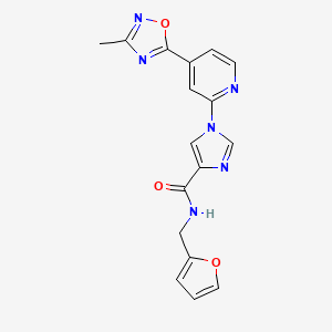 molecular formula C17H14N6O3 B11197668 N-(furan-2-ylmethyl)-1-[4-(3-methyl-1,2,4-oxadiazol-5-yl)pyridin-2-yl]-1H-imidazole-4-carboxamide 