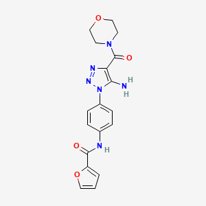 molecular formula C18H18N6O4 B11197689 N-{4-[5-amino-4-(morpholine-4-carbonyl)-1,2,3-triazol-1-yl]phenyl}furan-2-carboxamide 
