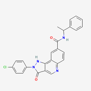 molecular formula C25H19ClN4O2 B11197764 2-(4-chlorophenyl)-3-oxo-N-(1-phenylethyl)-3,5-dihydro-2H-pyrazolo[4,3-c]quinoline-8-carboxamide 