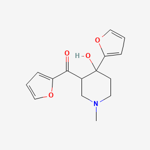 molecular formula C15H17NO4 B11197907 Furan-2-yl[4-(furan-2-yl)-4-hydroxy-1-methylpiperidin-3-yl]methanone 