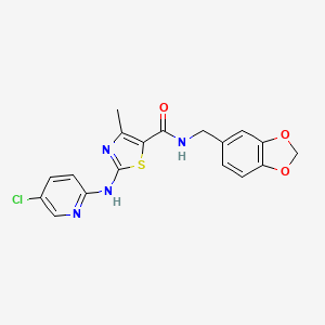 molecular formula C18H15ClN4O3S B11197958 N-(1,3-benzodioxol-5-ylmethyl)-2-[(5-chloropyridin-2-yl)amino]-4-methyl-1,3-thiazole-5-carboxamide 