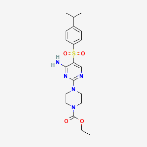 molecular formula C20H27N5O4S B11197998 Ethyl 4-(4-amino-5-{[4-(propan-2-yl)phenyl]sulfonyl}pyrimidin-2-yl)piperazine-1-carboxylate 