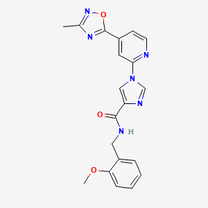 molecular formula C20H18N6O3 B11198030 N-(2-methoxybenzyl)-1-[4-(3-methyl-1,2,4-oxadiazol-5-yl)pyridin-2-yl]-1H-imidazole-4-carboxamide 