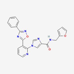 molecular formula C22H16N6O3 B11198147 N-(furan-2-ylmethyl)-1-[3-(3-phenyl-1,2,4-oxadiazol-5-yl)pyridin-2-yl]-1H-imidazole-4-carboxamide 